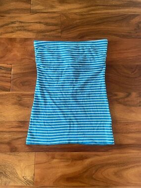 Y2K Blue & White Stripe Tube Top